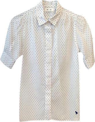 Mih Jeans Jeans Dotted White Blouse Size XS