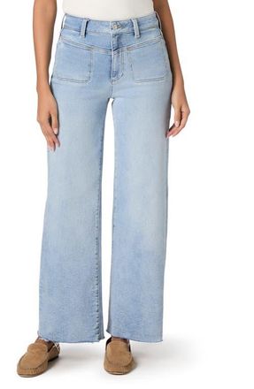 Paige Anessa Raw Hem High Waist Wide Leg Jeans in La Belle at Nordstrom, Size 27