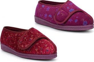 Generic Womens Extra Wide Fit Slippers Womens Comfort Slippers Size 5 Ladies Comfort Slipper Size 4 Touch Fastening Slipper Rubber Sole 4E Fitting Touch Faste