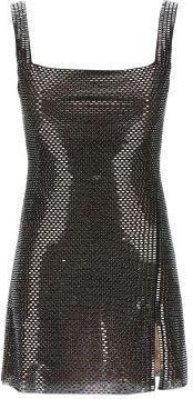 Self Portrait Gunmetal Rhinestone Mesh Mini Dress