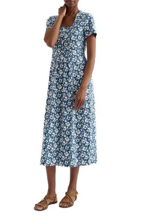 Seasalt Cornwall Seed Packet Floral Stretch Organic Cotton Midi Dress in Mallow Vine Dusk at Nordstrom, Size 10 Us