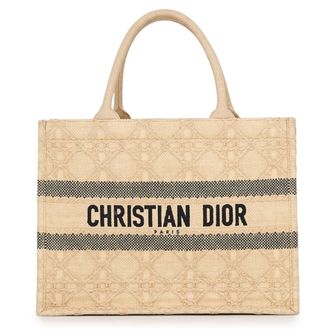 Dior Beige Black Raffia Tote Bag (Pre-Owned)