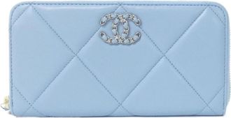 Chanel Light Blue Leather Long Wallet (Bi-Fold) (Pre-Owned)