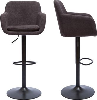 Miliboo Miliboo - Set De 2 Taburetes De Cocina Regulables Efecto Aterciopelado Gris Oscuro Amika