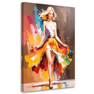 Artgeist Quadro Su Tela, Donna In Abito Colorato - 80x120