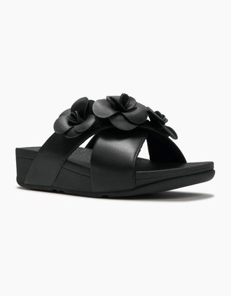 FitFlop Womens Fitflop Lulu Flower Polyurethane Womens Black Sandals - Size: 7