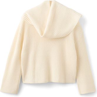 Mango Rib Sweater with Scarf Detail in Ecru at Nordstrom, Size X-Small
