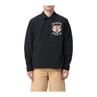 Kenzo Casual Shirts, male, Black, XL, Tiger Coach Jacket