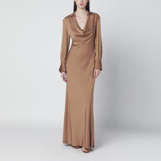 SIMKHAI Adelle satin dress with draping