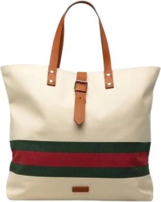 Gucci Pre-owned Vintage Tote Bag - Dames - Pre-owned - Beige - Maat: ONE Size Leer