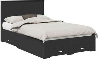 vidaXL Bed Frame with Headboard Black 120 x 190 cm Engineered Wood vidaXL