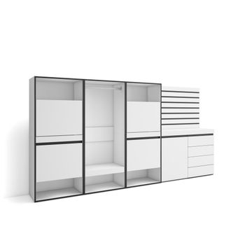 Skraut Home Skraut Home - Zapatero, Armario Zapatos Botas, 287x145x35 Cm, Dormitorio, Habitaci&oacute;n, Vestidor Abierto, C&oacute;moda, Cajonera, Listones Decorativos, Estilo