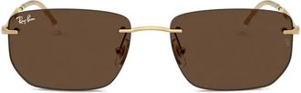 Ray-Ban rimless frame sunglasses - unisex - Metal/Acetate - 56 - Gold