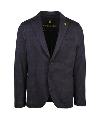 Manuel Ritz Manuel Ritz Cotton/Polyester Jacket - Blue/Brown