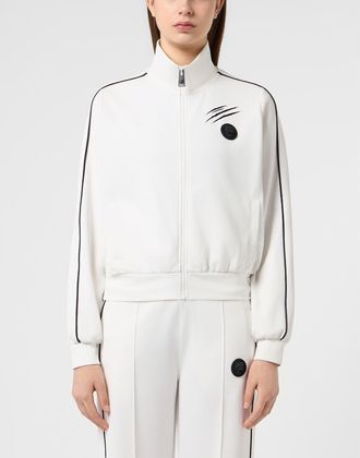 Plein Sport Cropped Tracksuit Jacket Women in Offwhite at Nordstrom, Size X-Large