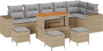 vidaXL Vidaxl - Garden Sofa Set Height-Adjustable 10 pcs Beige Poly Rattan
