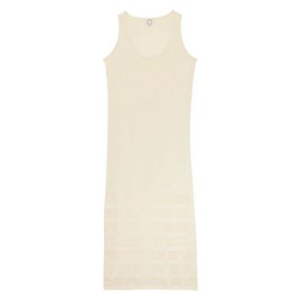 Ines De La Fressange Kleedjes, Dames, Beige, M, Linnen, Casilda jurk van gestreept linnen