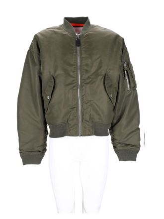 Dsquared2 Cropped Boxy Blue Bomber Jacket With Padded Details