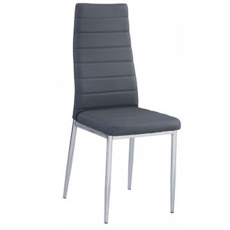 OEM Silla De Comedor De Cuero Gris Con Respaldo Alto Suave Tapizado