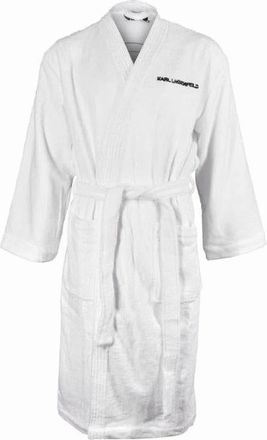 Karl Lagerfeld Mens Ikonik 2.0 Logo Towelling Bathrobe, White - Size: 38
