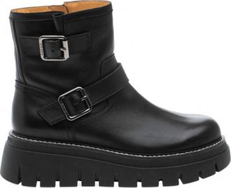 J/Slides Texas Leather Moto Boot In Black