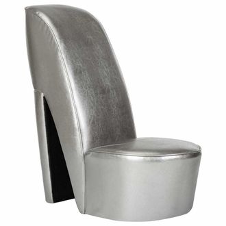 vidaXL Vidaxl - Sill&oacute;n Con Forma De Zapato De Tac&oacute;n Cuero Sint&eacute;tico Plateado