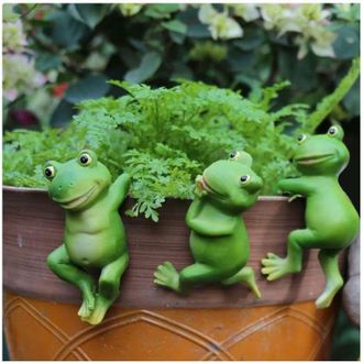 OEM Bonito Conjunto De Decoraci&oacute;n Para Mini Estanques Con Ranas Colgantes: Divertidos Adornos De Bons&aacute;i Para Estanques De Jard&iacute;n, Macetas O Jardines Zen -