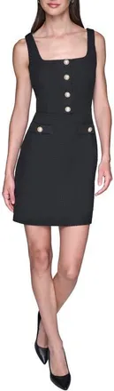 Karl Lagerfeld Tweed Knit Sheath Minidress in Black at Nordstrom, Size 16