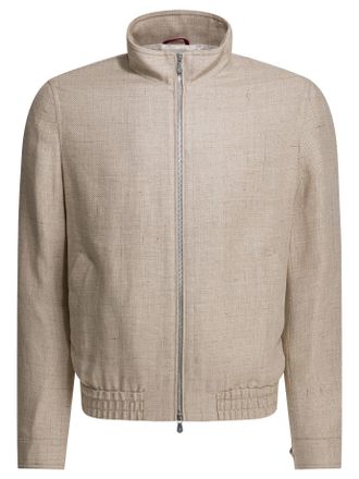 Brunello Cucinelli Brunello Cucinelli Hopsack-Jacke aus Seide, Leinen und Wolle