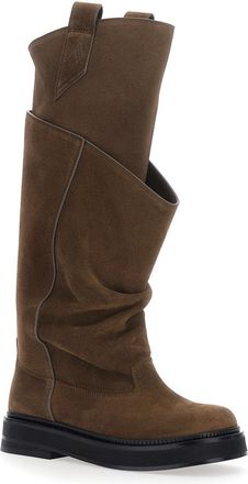 The Attico Womens Boots Robin Passeggiata Suede Brown