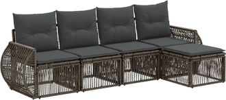 vidaXL Conjunto De Sof&aacute;s De Jard&iacute;n 5 Uds. Gris Y Gris Oscuro Vidaxl