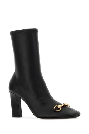 Gucci Womens Black Leather Signora Ankle Boots Blackblack Stivali