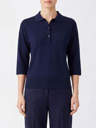 Lisa Yang Polo in maglia relaxed fit in puro cashmere con maniche corte