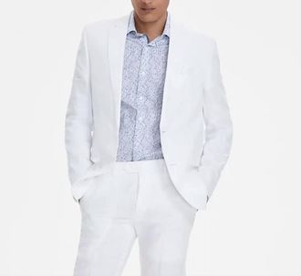 Bar III Slim Fit 100% Linen Jacket In White