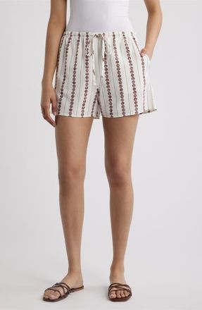 Cloth & Stone Shell Print Drawstring Shorts in Seashell Stripe at Nordstrom, Size X-Small