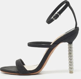 Sophia Webster Metallic/black Glitter And Leather Ankle Strap Sandals