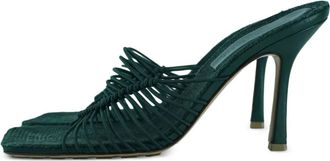 Bottega Veneta 100mm raffia heeled sandals - Green
