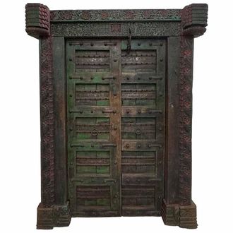 Wanderlust Deco Puerta De Madera Acabado Artesanal Marr&oacute;n 162x33x211h Cm
