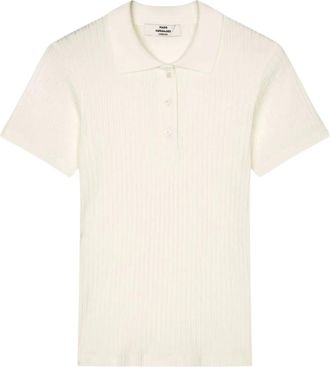 Mads Norgaard Layla Polo Tee Pointella - Dames - Polos - Beige - XS - Katoen - Tops