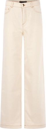 Marc Cain Jeans Warri met High Waist - Dames - Wijde Broeken - Beige - XL - Katoen - Broeken