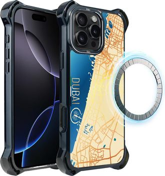 OEM Funda Para Iphone 16 Pro Max Ibizu Dropguard Ultra Con Magsafe, Mapas Del Mundo, Dub&aacute;i