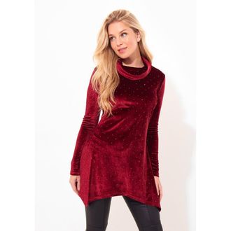 Joe Browns Rhinstone Velvet Cowl Neck Tunic in Red Wine at Nordstrom, Size Medium