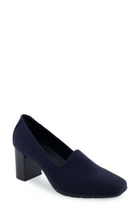 Aerosoles Midnight Block Heel Pump in Navy Stretch Gabardine at Nordstrom Rack, Size 9.5