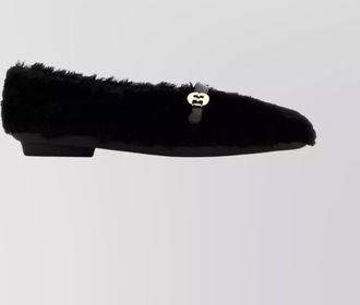 Ferragamo shearling texture ballerinas with gold-tone hardware