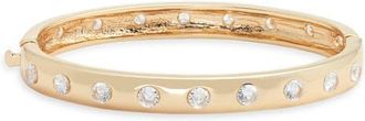 Nordstrom Cubic Zirconia Hinge Bangle Bracelet in Clear- Gold at Nordstrom