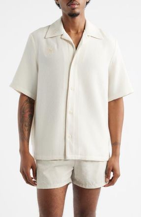 Overtime Daybreak Embroidered Camp Shirt in Cream at Nordstrom, Size Xx-Large