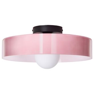Beliani L&aacute;mpara De Techo De Vidrio Con Montaje Empotrado Y Pantalla Redonda Rosa Luguse
