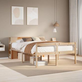 vidaXL Cama Con Estanter&iacute;a Sin Colch&oacute;n Madera Maciza De Pino 120x190cm Vidaxl