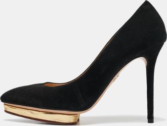 Charlotte Olympia Black Suede Debbie Platform Pumps