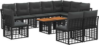 vidaXL Conjunto De Sof&aacute;s De Jard&iacute;n 11 Uds. Negro Y Gris Oscuro Vidaxl